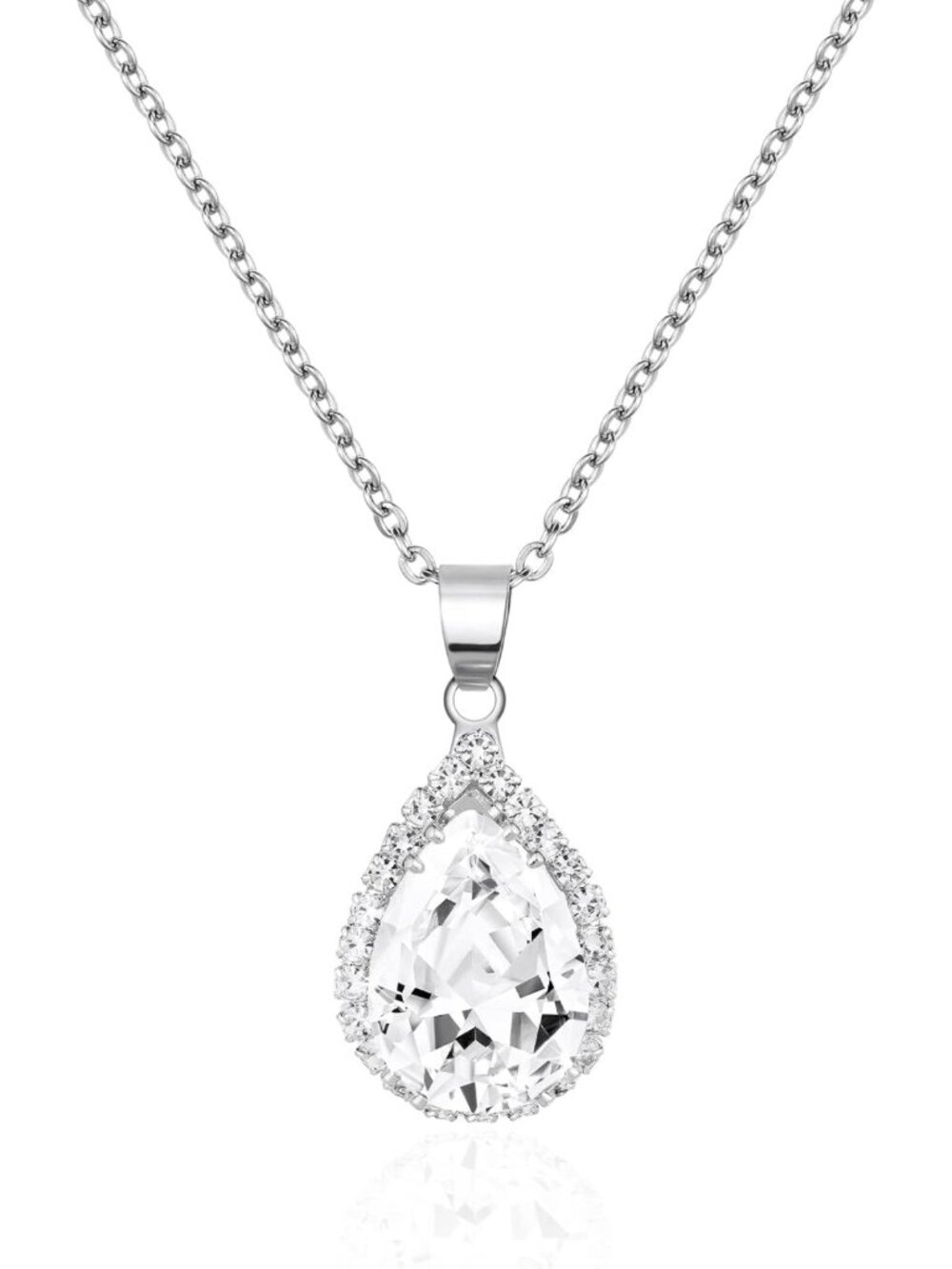 Elegant Teardrop Pendant Necklace with Sparkling Fake Diamonds for Women